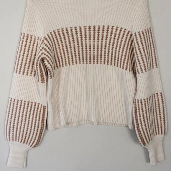 French Connection Ribbed Neutral Knit Sweater Beige & Tan Size S - Picture 7 of 8